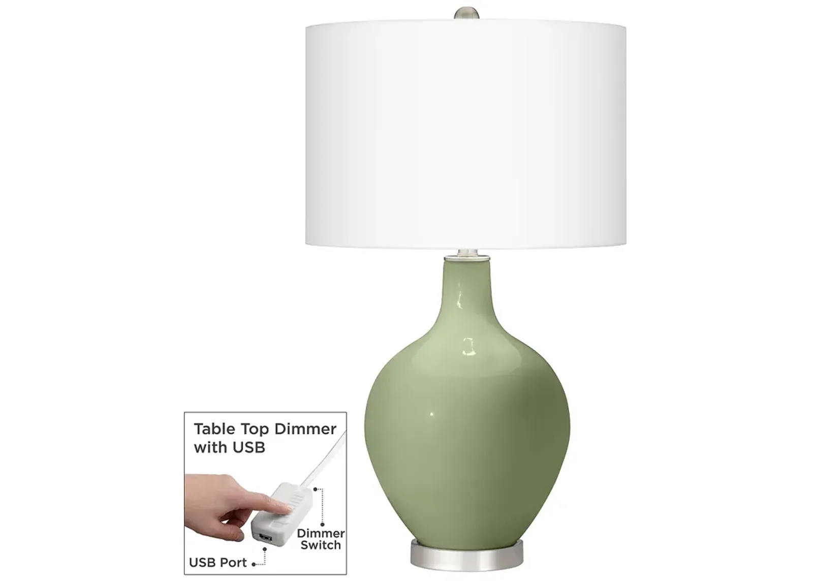 Color Plus Ovo 28 1/2" High Majolica Green Table Lamp with USB Dimmer