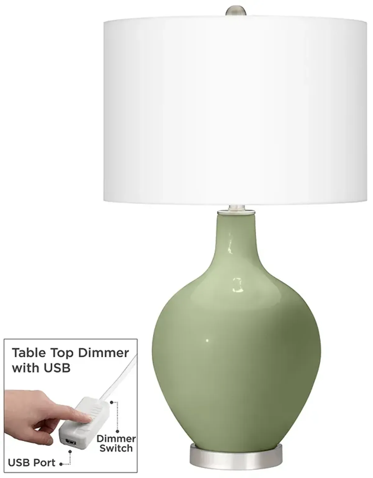 Color Plus Ovo 28 1/2" High Majolica Green Table Lamp with USB Dimmer