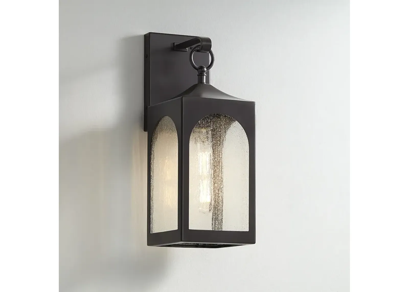 Possini Euro Tyne 16 1/2" High Bronze Lantern Wall Sconce