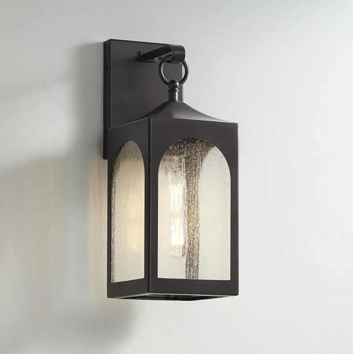 Possini Euro Tyne 16 1/2" High Bronze Lantern Wall Sconce