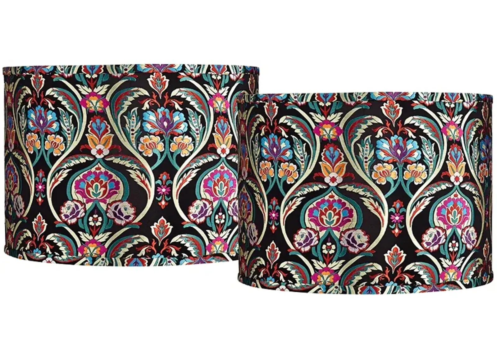 Bohemian Embroidered Set of 2 Drum Shades 15x15x11 (Spider)