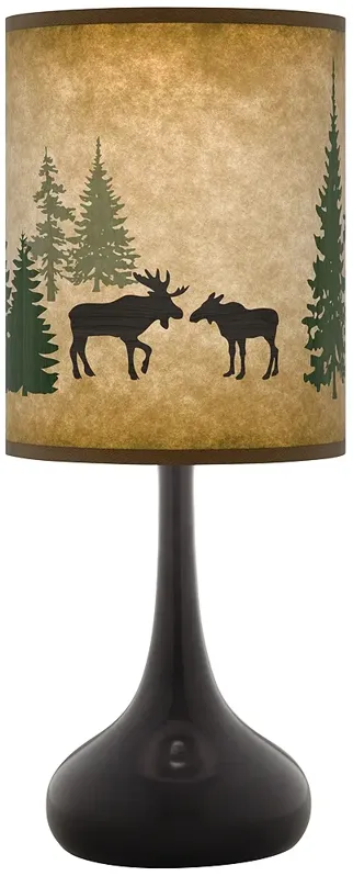 Moose Lodge Giclee Black Droplet Table Lamp