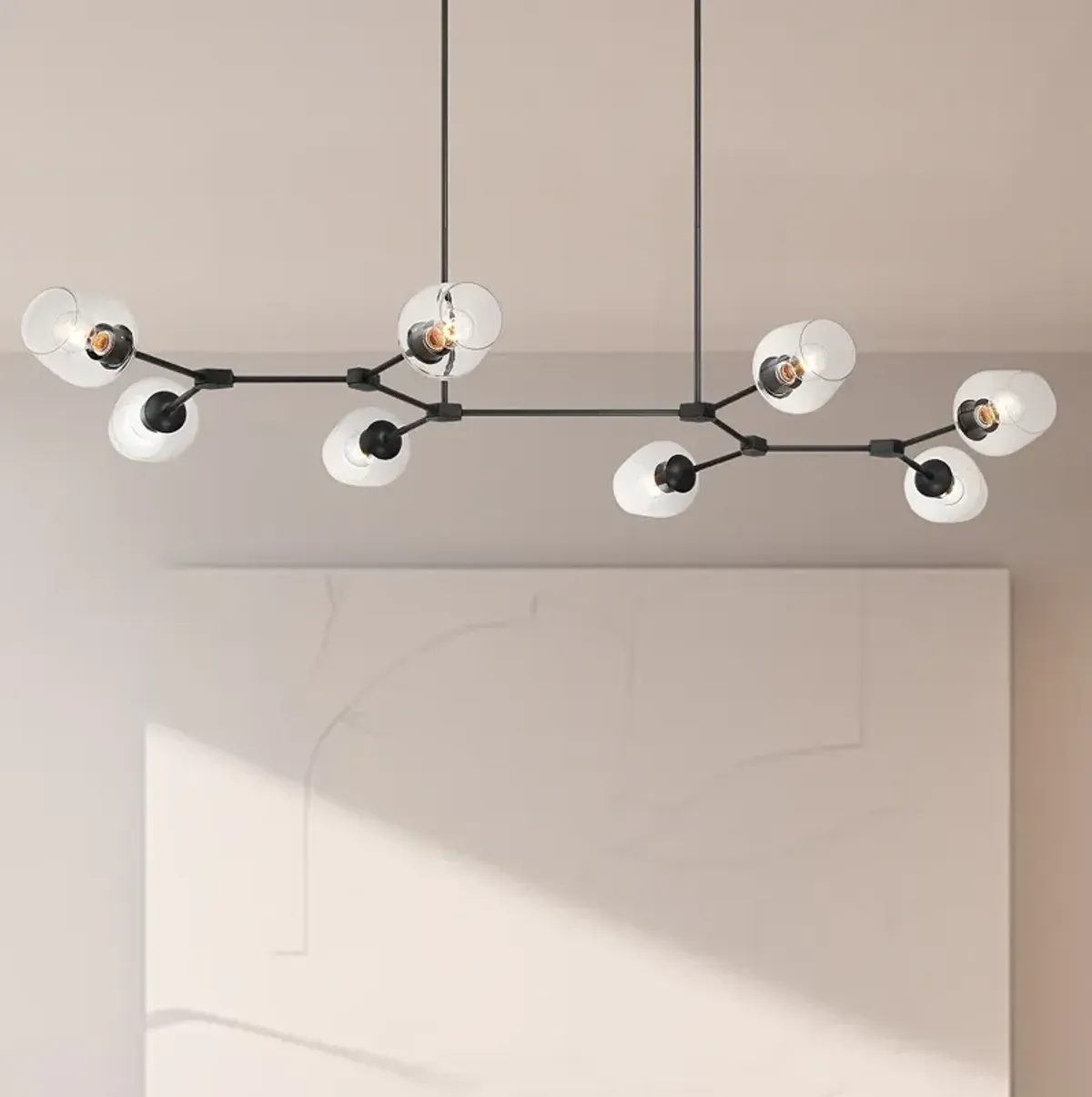 Possini Euro Cosgrove 73" Matte Black 8-Light Island Sputnik Pendant