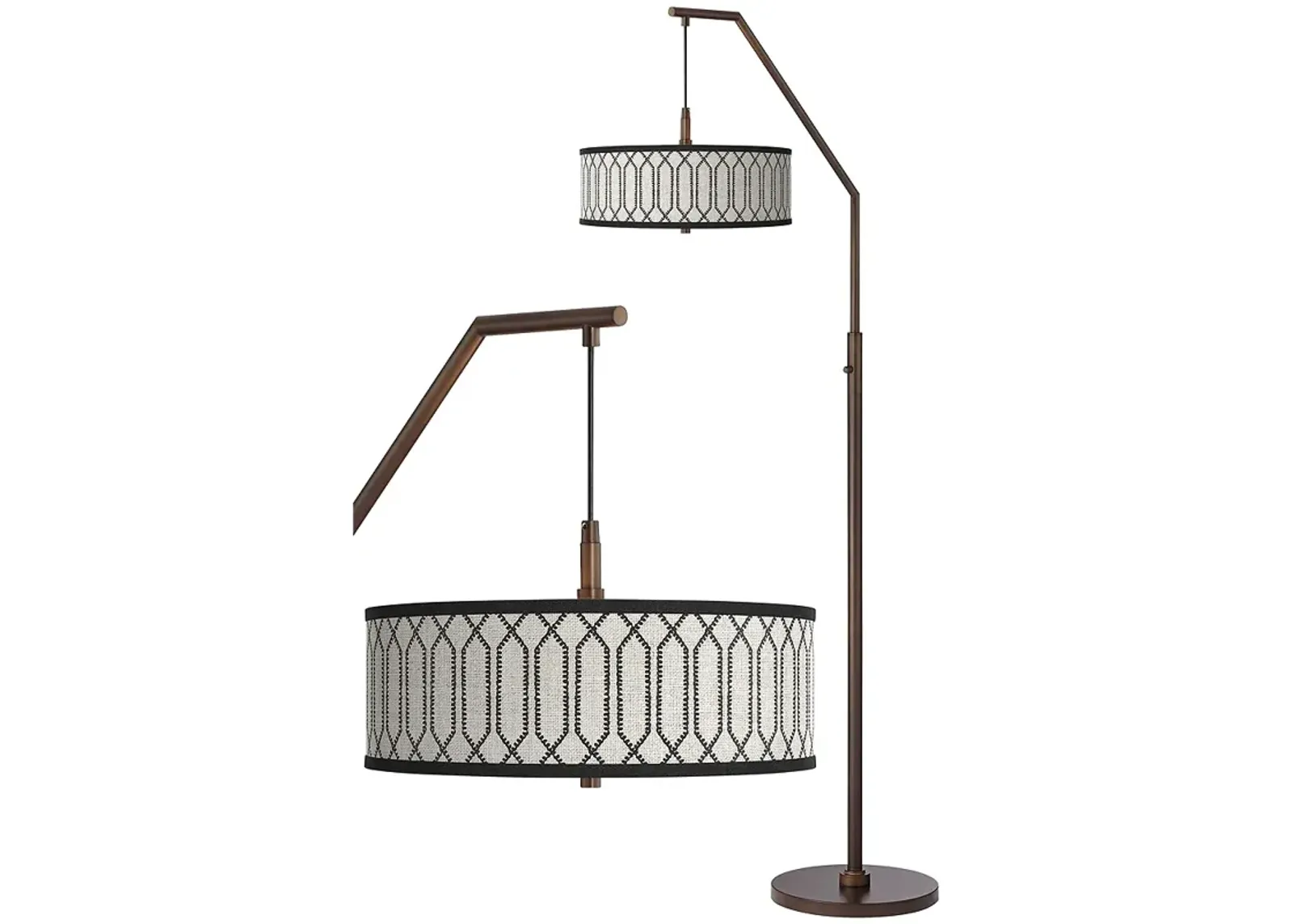 Giclee Glow 71 1/2" Rustic Chic Shade Bronze Downbridge Arc Floor Lamp