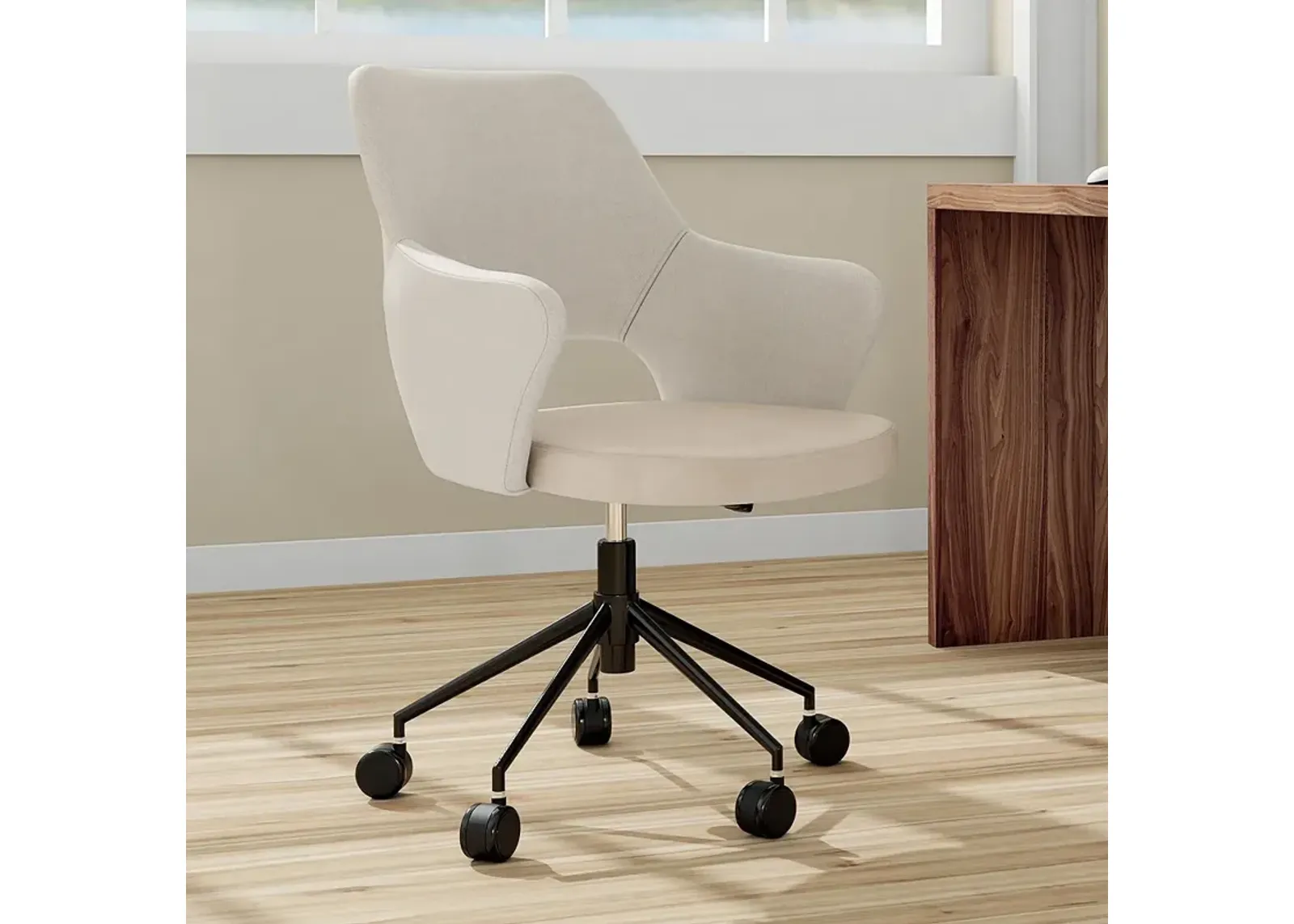 Darcie Light Beige Adjustable Swivel Office Chair