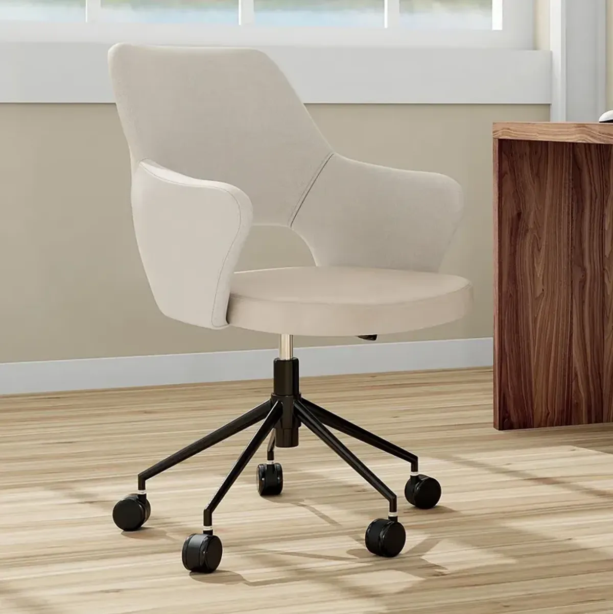 Darcie Light Beige Adjustable Swivel Office Chair