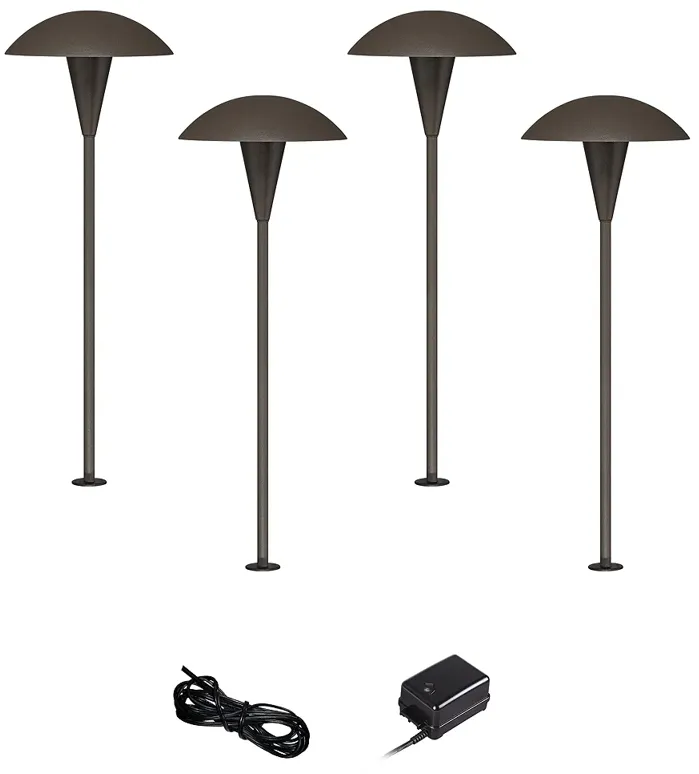 Mushroom Bronze 6-Piece LED Landscape Path Light Set