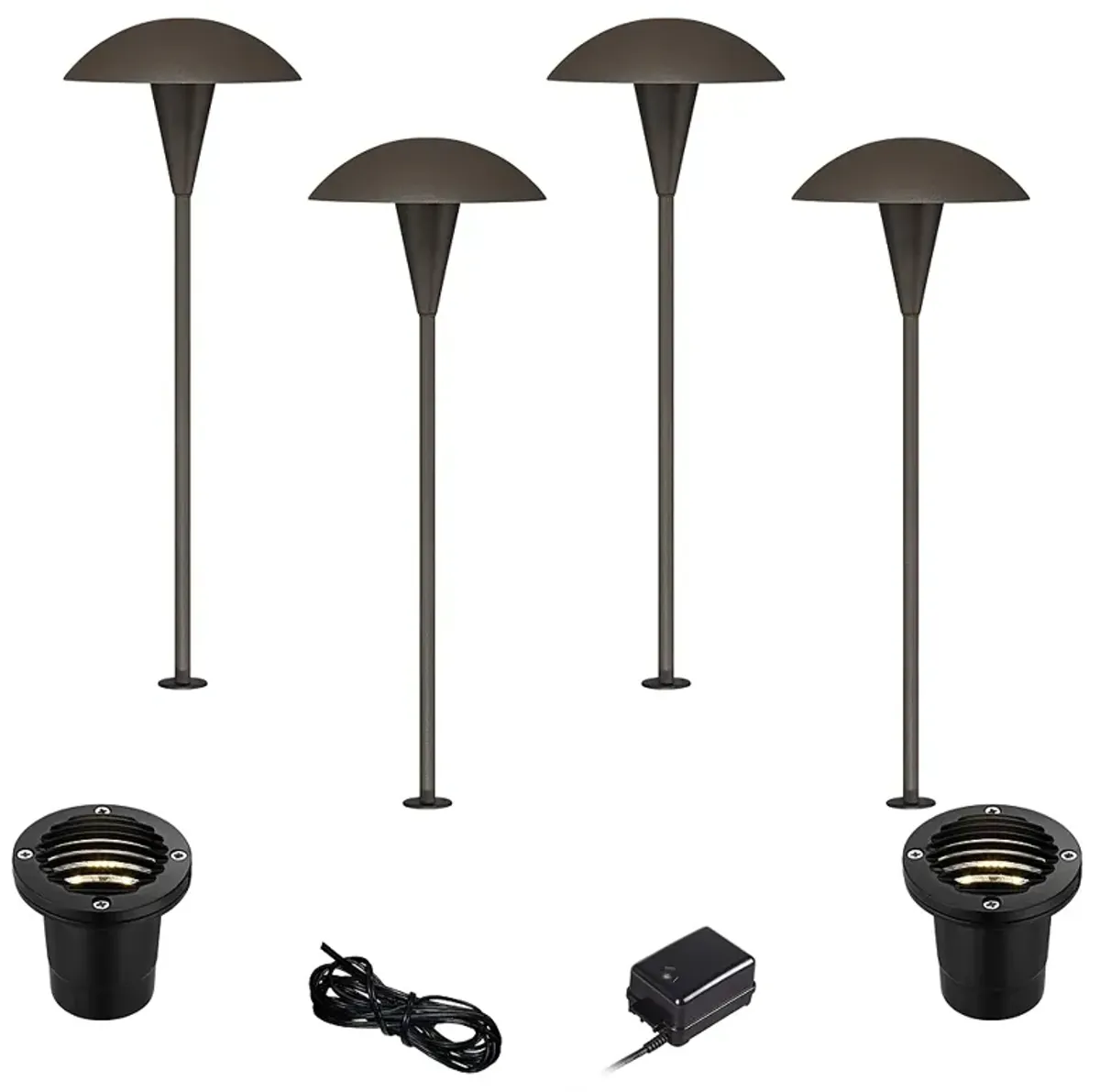 Mushroom Bronze 8-Piece LED Path and Well Light Set