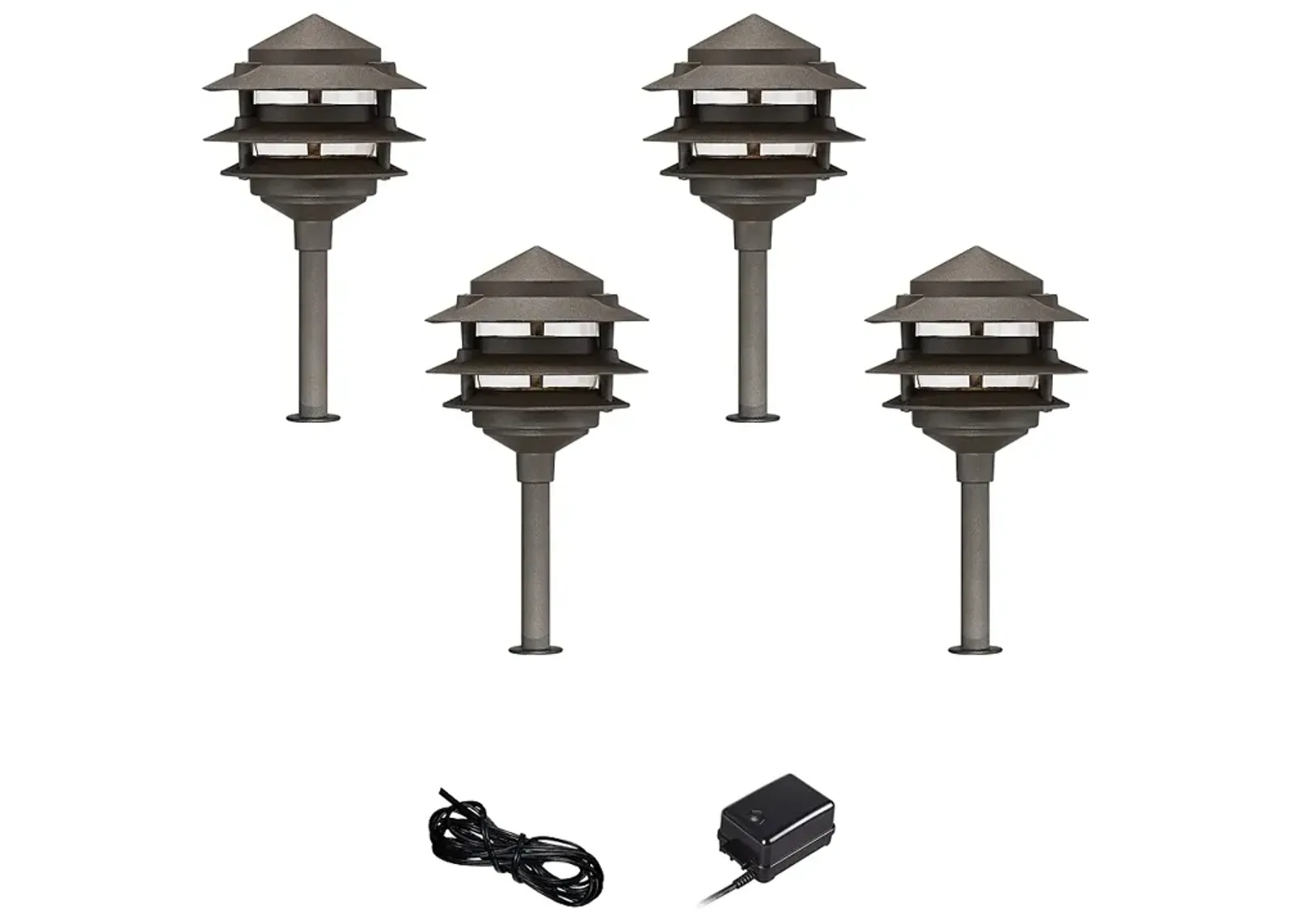 Pagoda Bronze 6-Piece Modern LED Landscape Path Light Set