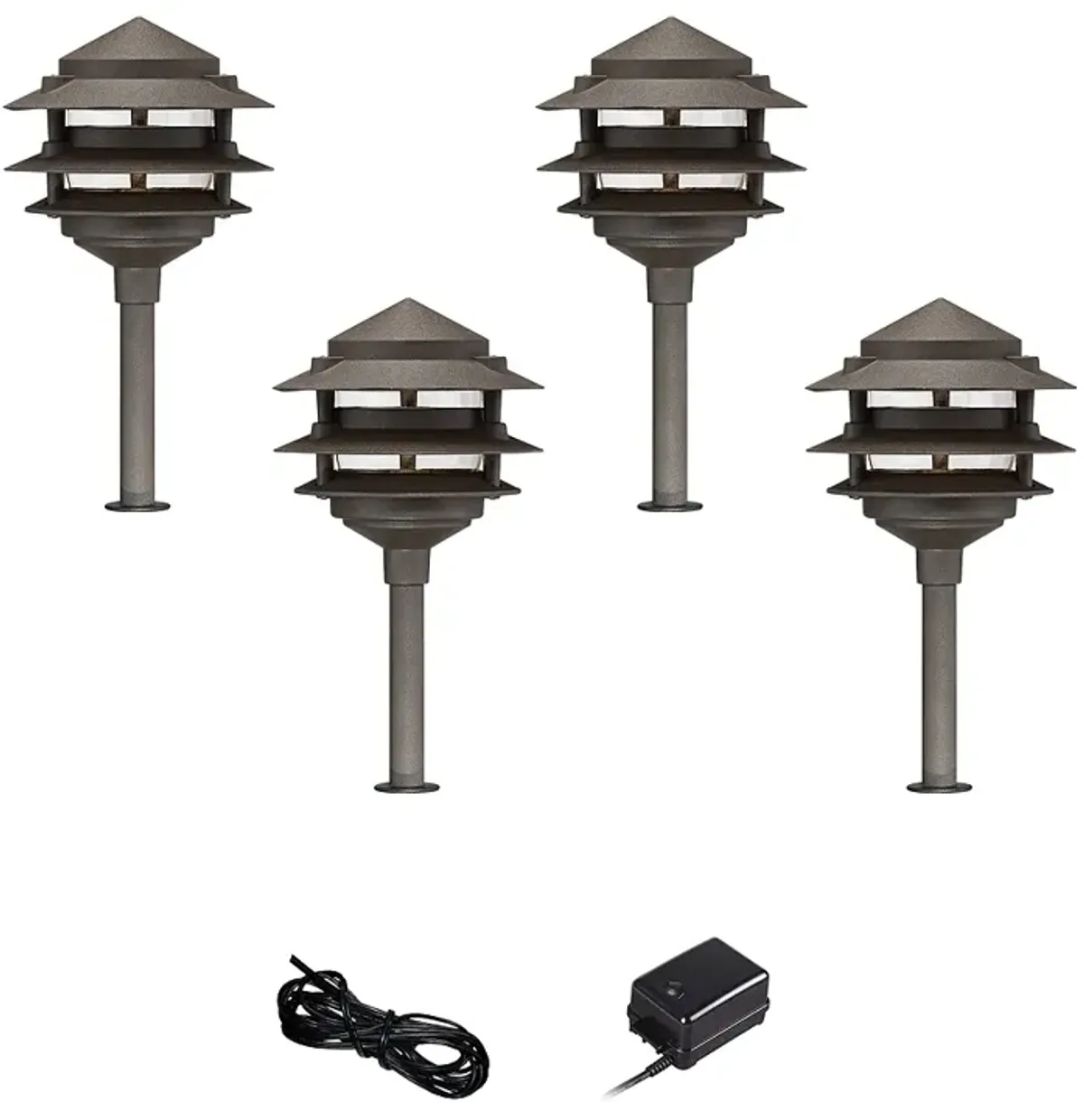 Pagoda Bronze 6-Piece Modern LED Landscape Path Light Set