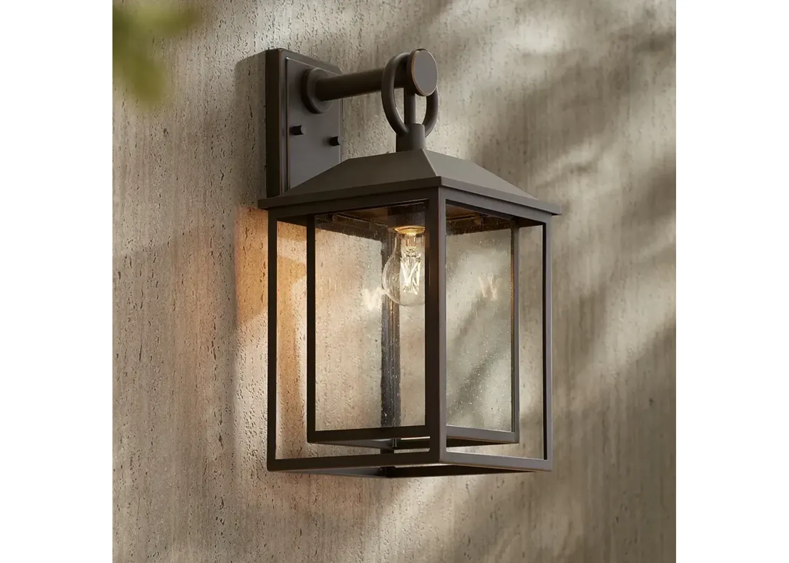 John Timberland Califa 18" Bronze Textured Glass Outdoor Wall Light