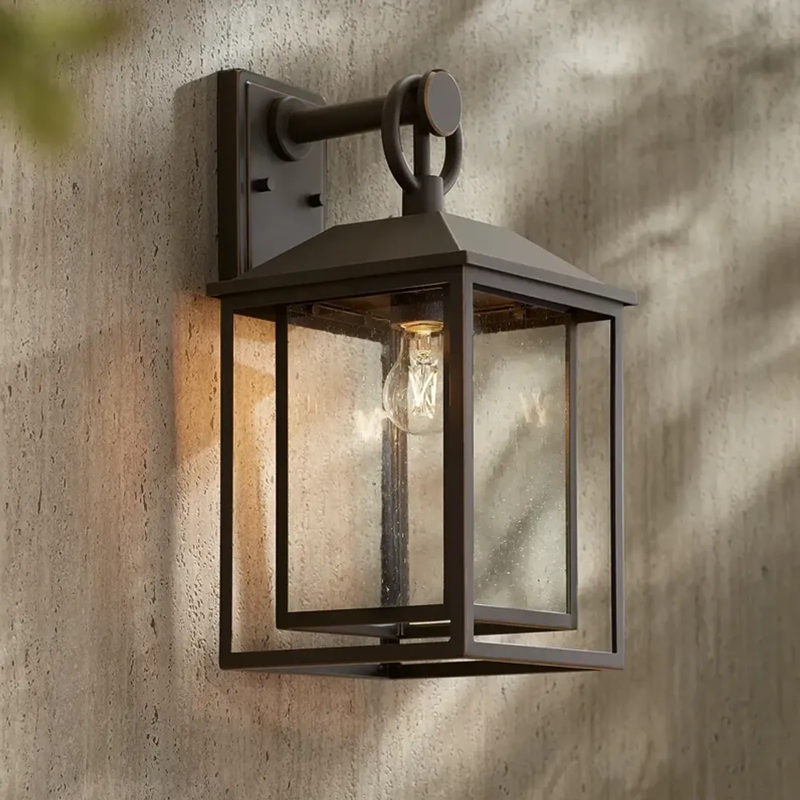 John Timberland Califa 18" Bronze Textured Glass Outdoor Wall Light