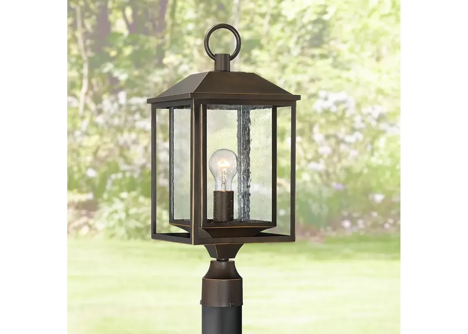 Califa 21 1/2" High Bronze Textured Glass Outdoor Post Light