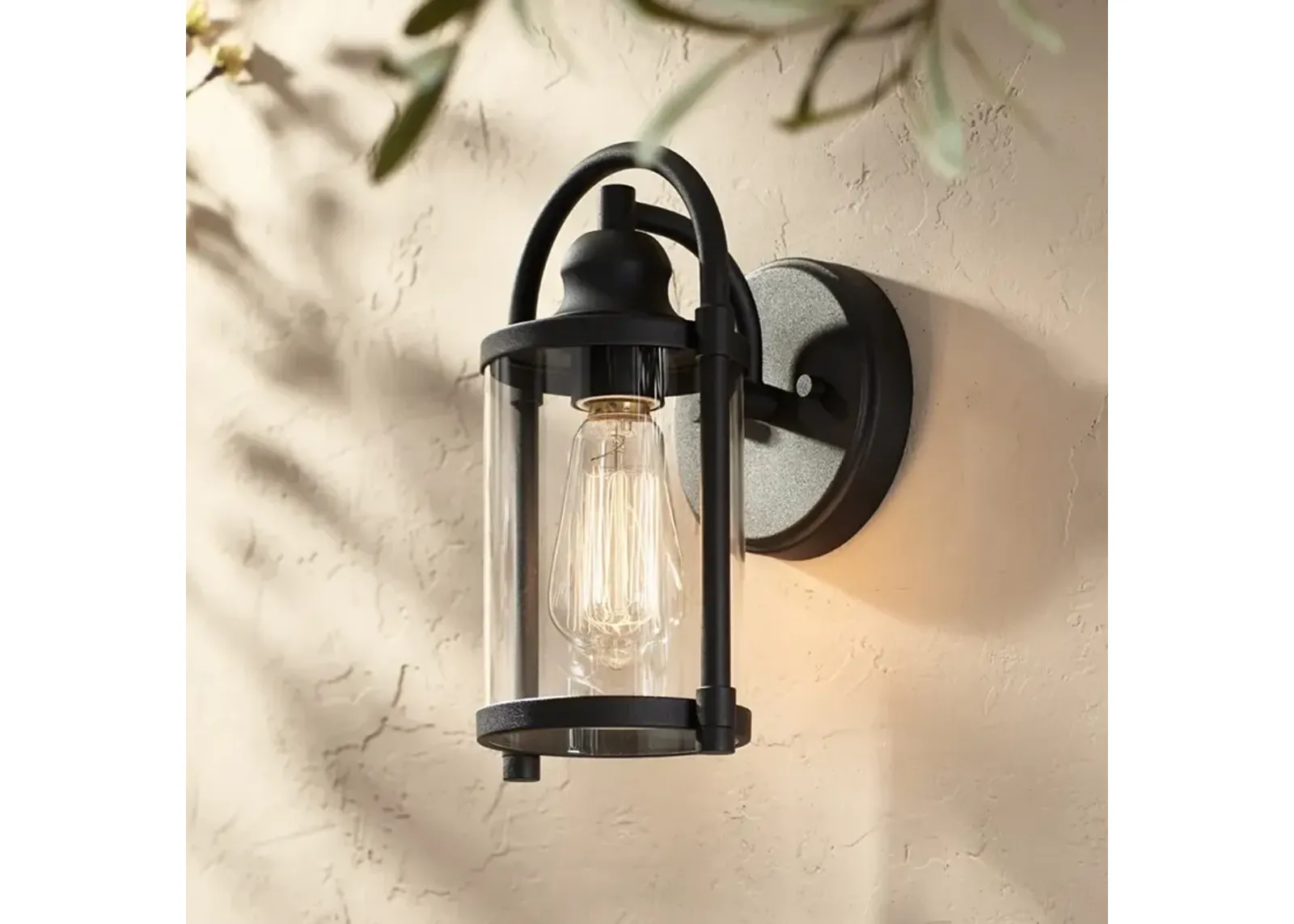 John Timberland Avani 10 1/4" High Black Outdoor Lantern Wall Light