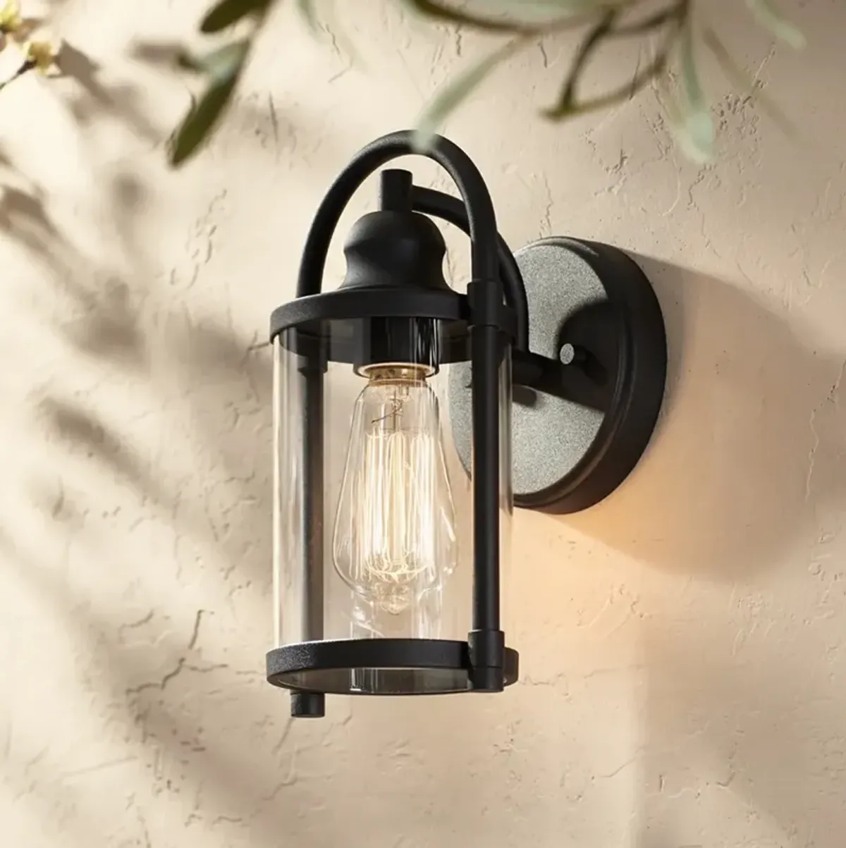 John Timberland Avani 10 1/4" High Black Outdoor Lantern Wall Light