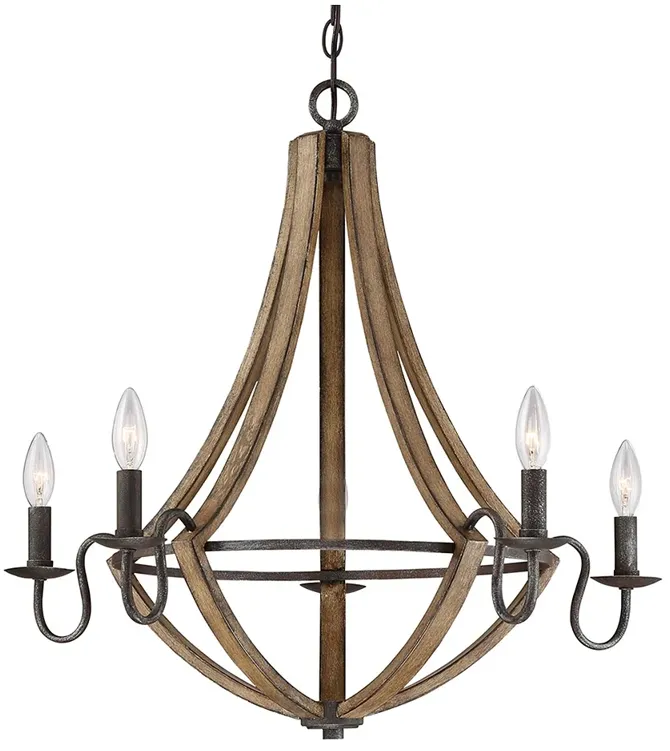 5 Light Chandelier in Rustic Black