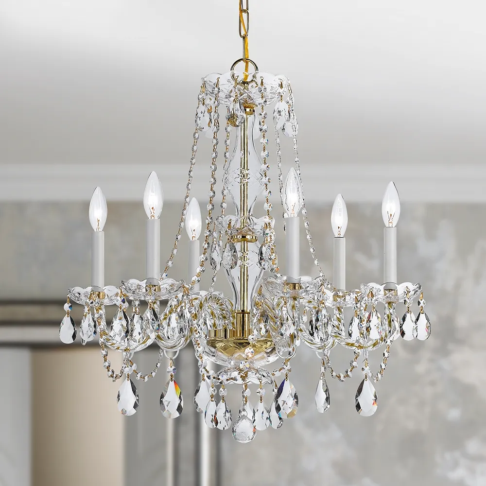 Crystorama 23" Wide 6-Light Brass and Traditional Crystal Chandelier