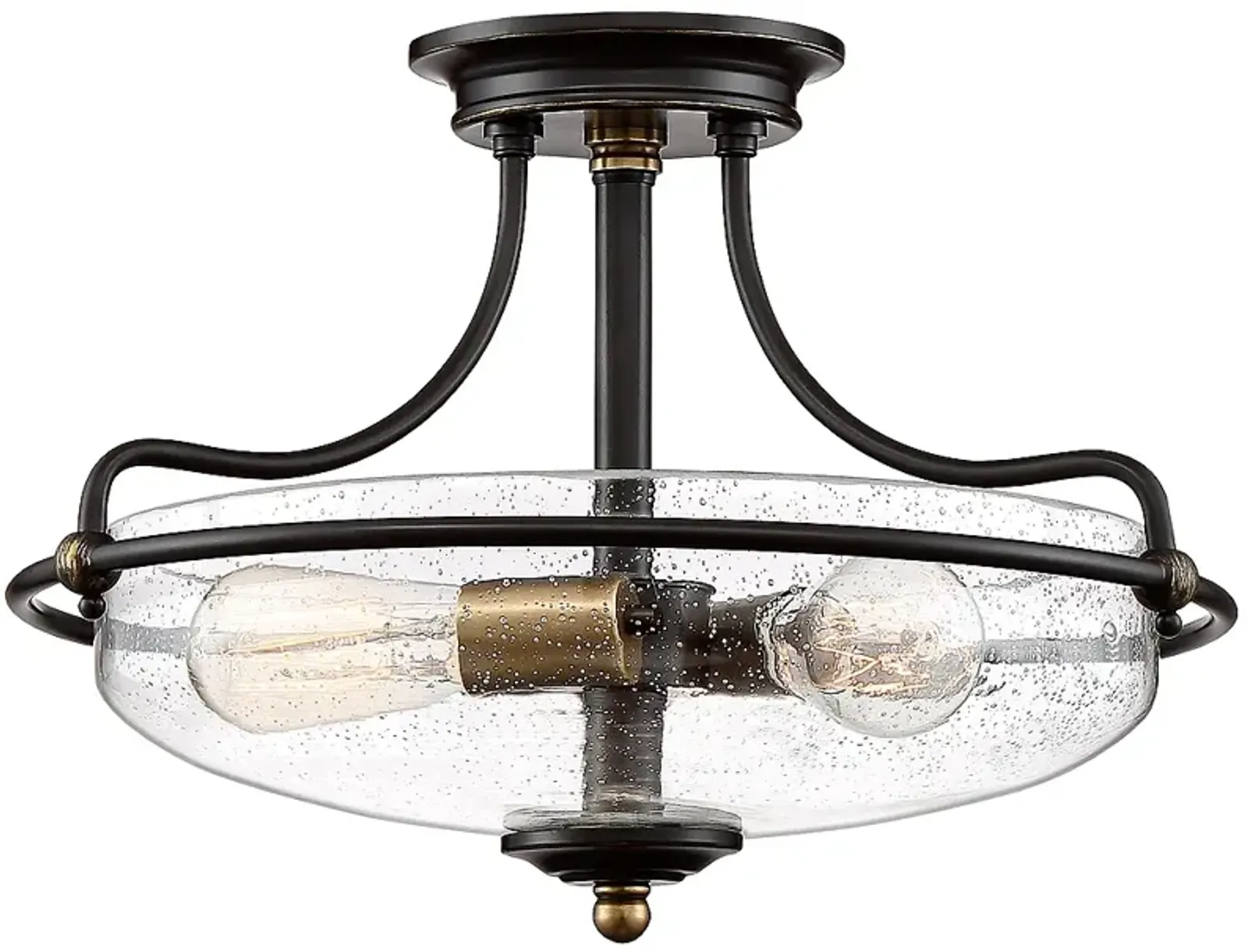 Griffin 17-in W Bronze Semi-Flush Mount