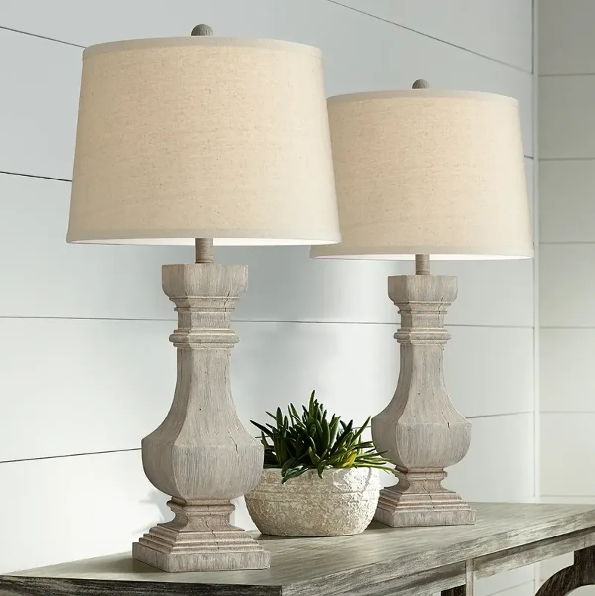 Pacific Coast Wilmington 29" Gray Faux Wood Table Lamps Set of 2