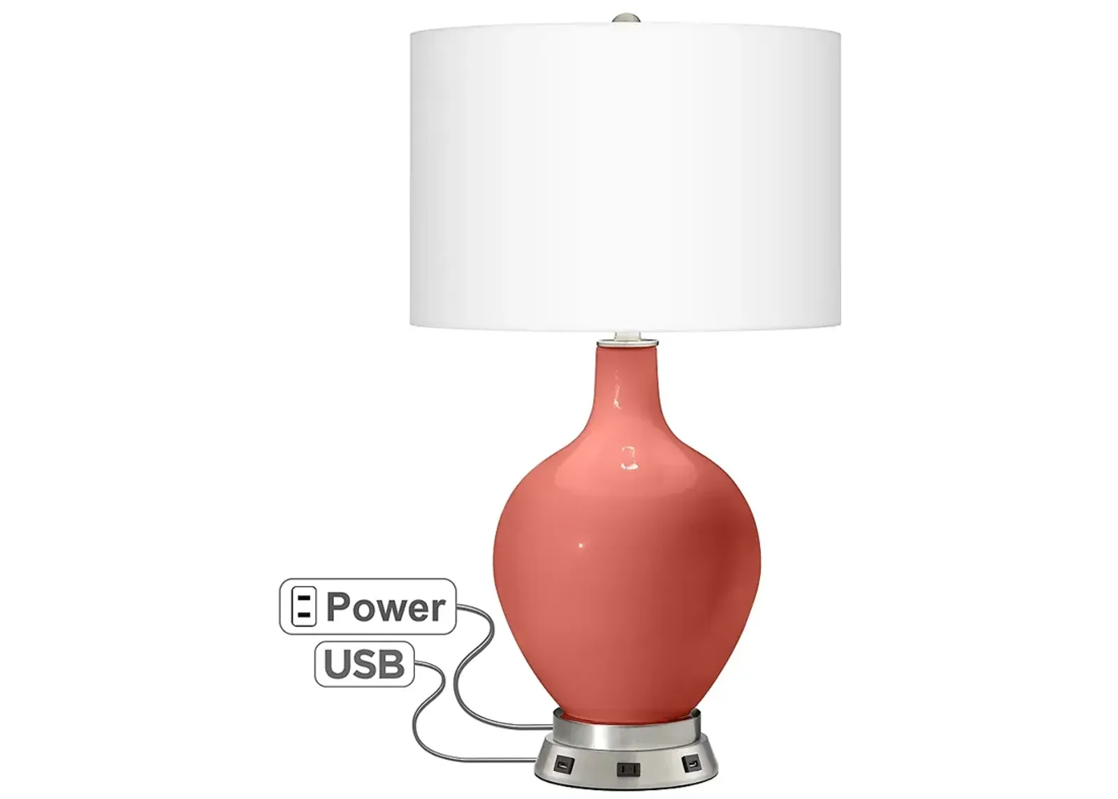 Color Plus Ovo 30 1/4" Coral Reef Table Lamp with USB Workstation Base