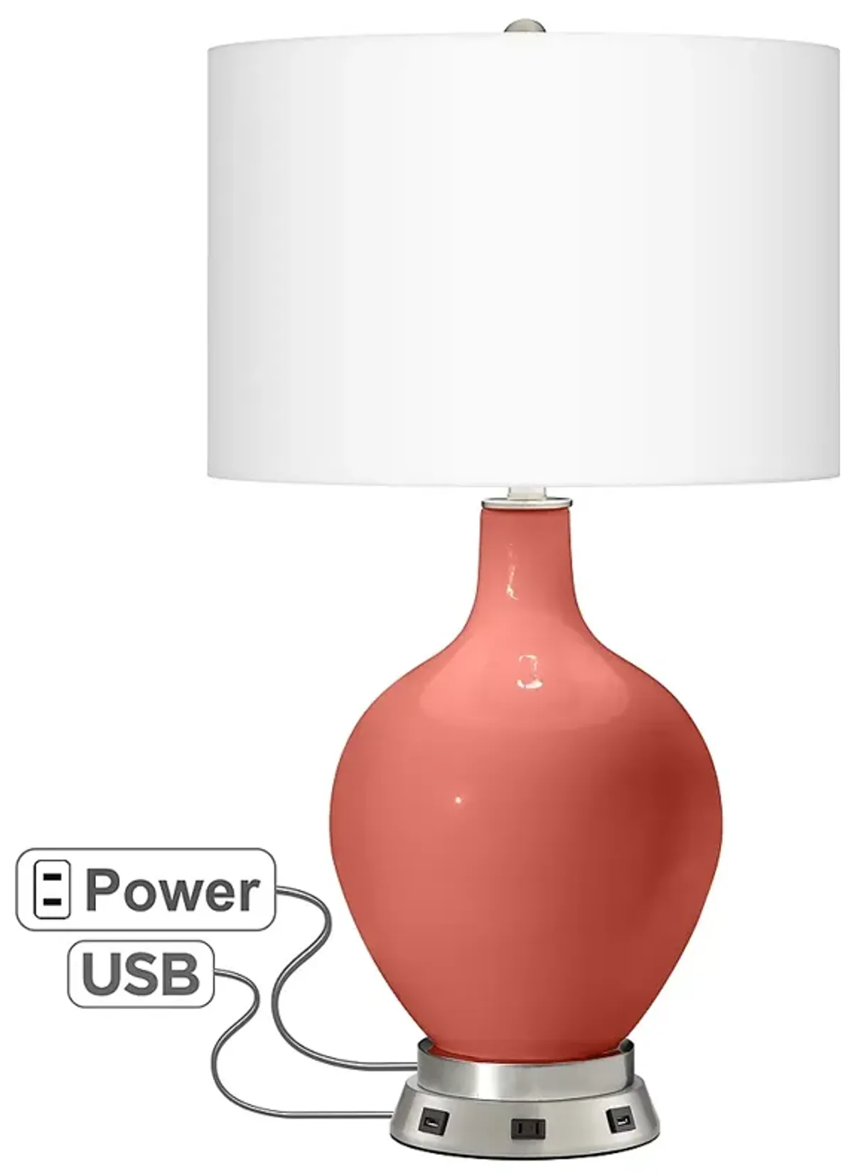 Color Plus Ovo 30 1/4" Coral Reef Table Lamp with USB Workstation Base