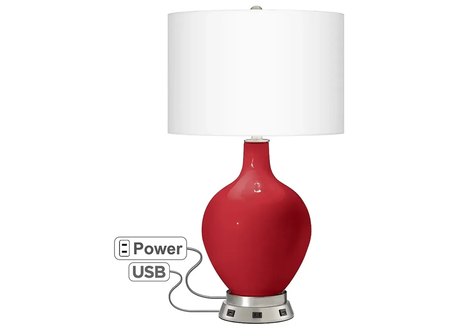 Ribbon Red Ovo Table Lamp with USB Workstation Base