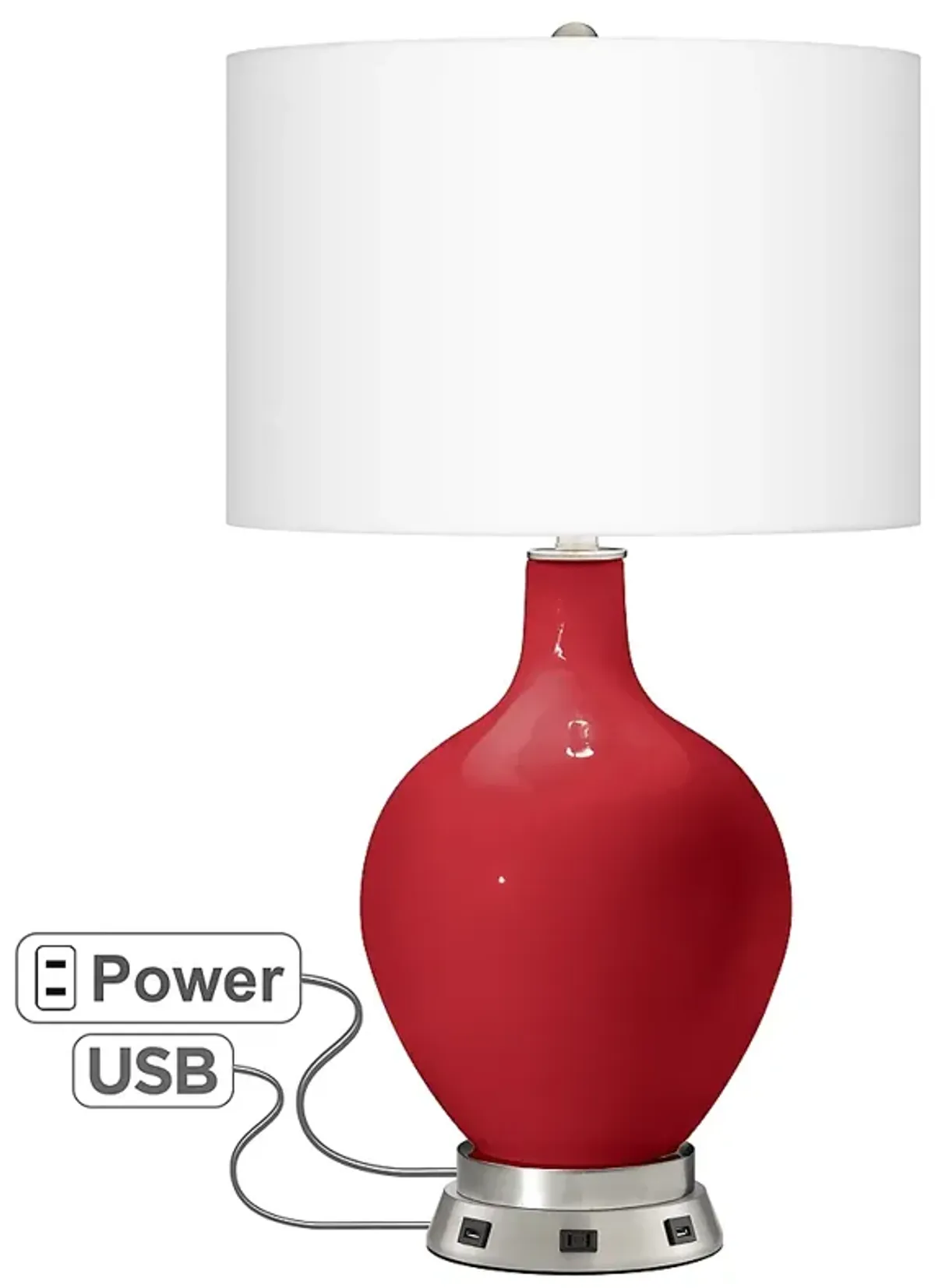 Ribbon Red Ovo Table Lamp with USB Workstation Base