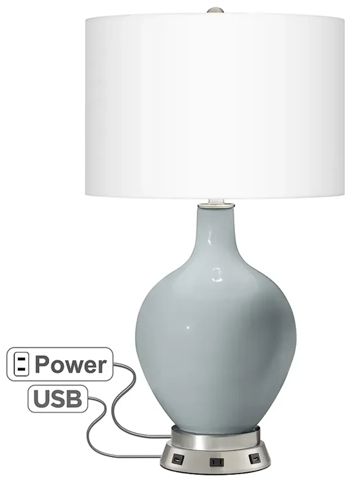 Uncertain Gray Ovo Table Lamp with USB Workstation Base