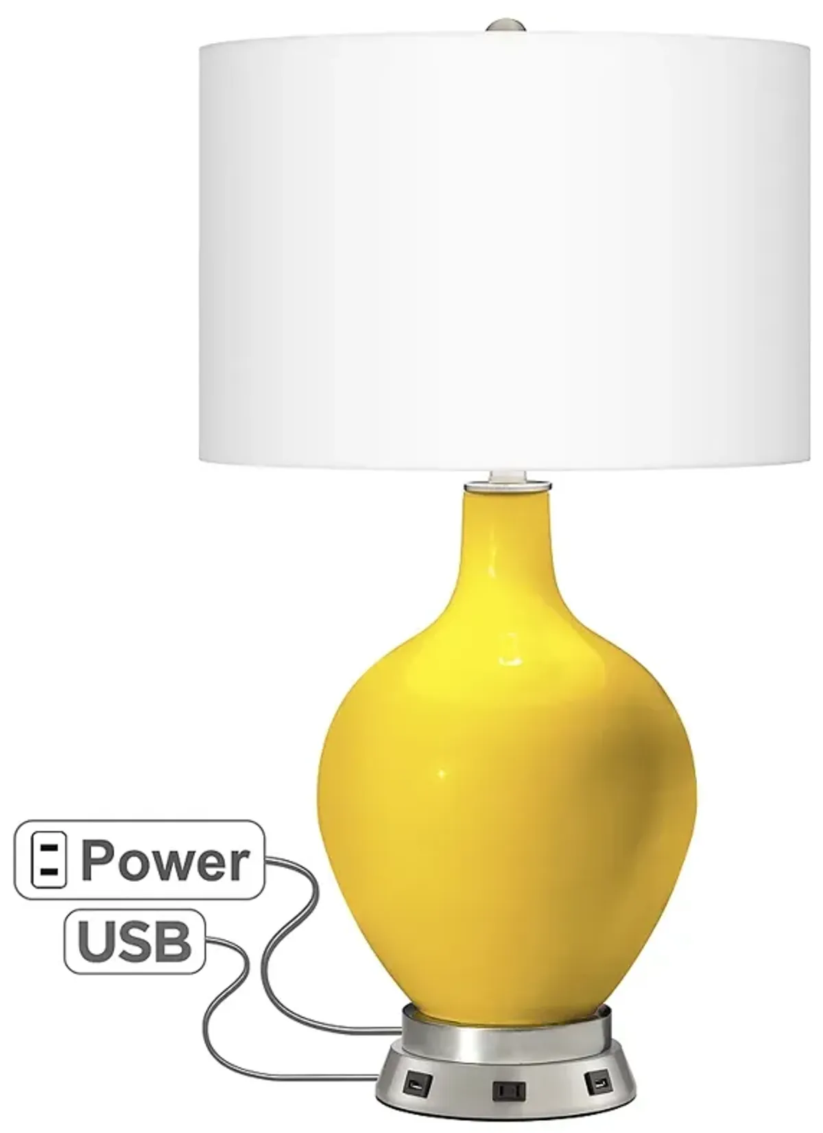 Color Plus Ovo 30 1/4" Citrus Yellow Lamp with USB Workstation Base