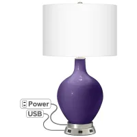 Izmir Purple Ovo Table Lamp with USB Workstation Base