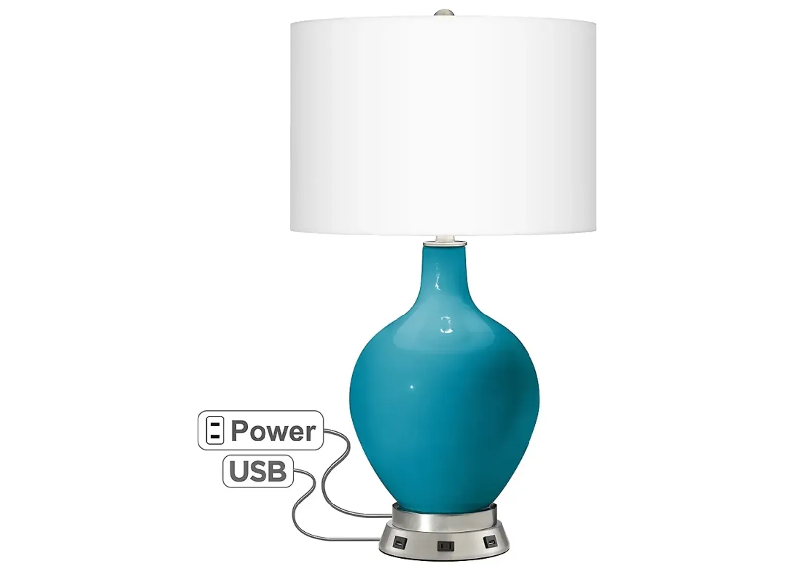 Caribbean Sea Ovo Table Lamp with USB Workstation Base