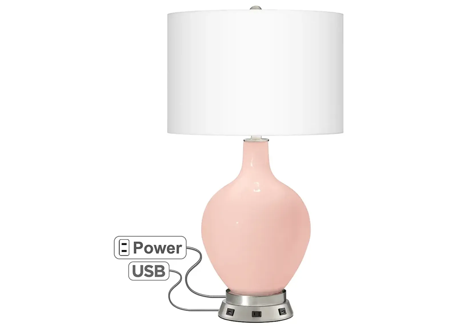 Color Plus Ovo 28 1/2" Rose Pink Glass Table Lamp with USB Workstation