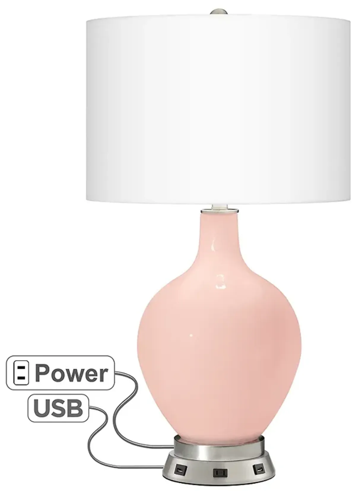 Color Plus Ovo 28 1/2" Rose Pink Glass Table Lamp with USB Workstation