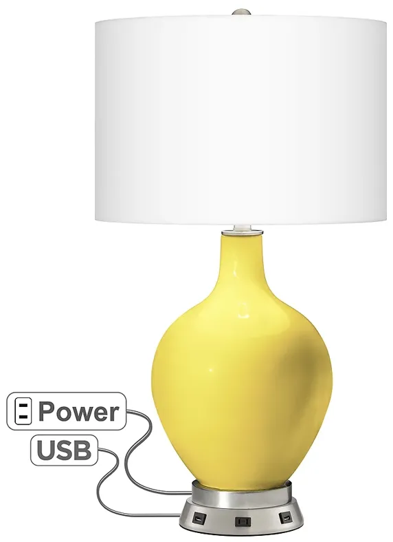 Lemon Twist Ovo Table Lamp with USB Workstation Base