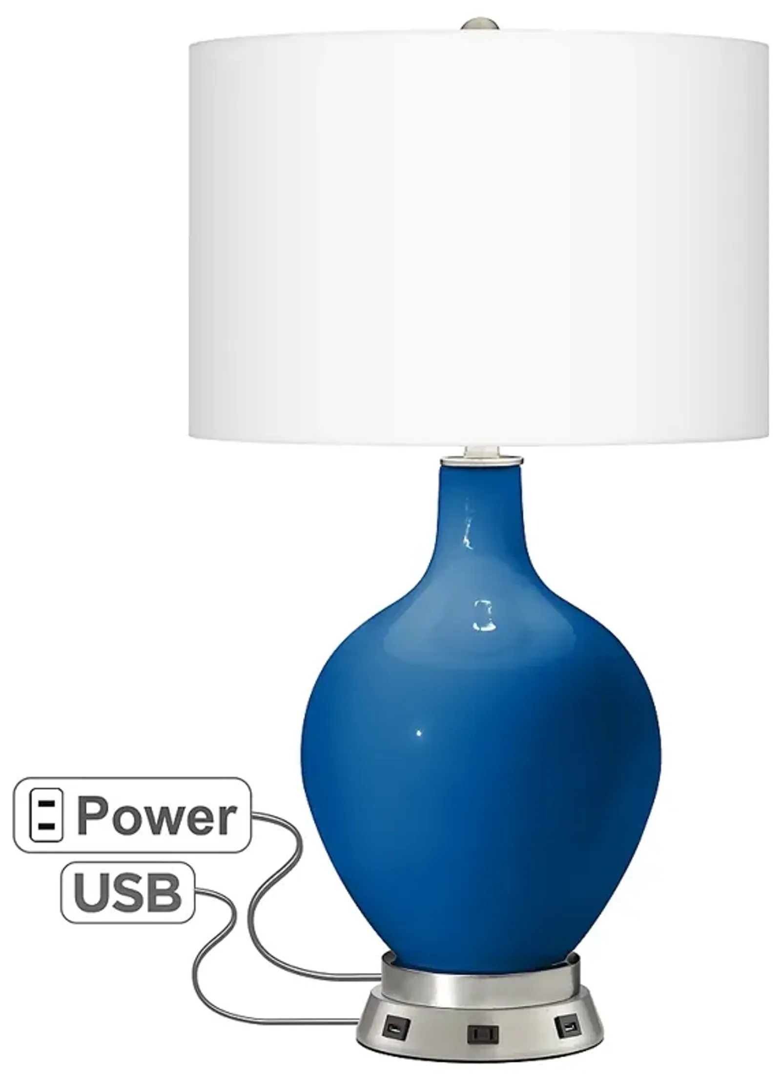 Color Plus Ovo 28 1/2" Hyper Blue Table Lamp with USB Workstation Base