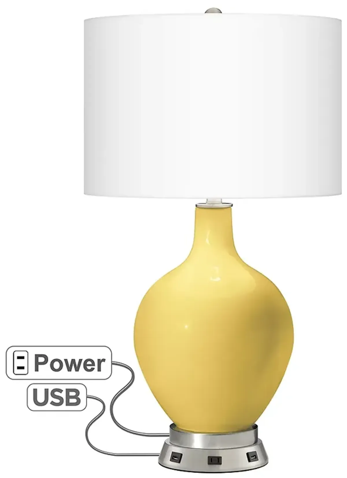 Color Plus Ovo 28 1/2" Daffodil Yellow Lamp with USB Workstation Base