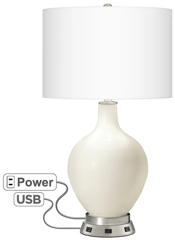 West Highland White Ovo Table Lamp with USB Workstation Base
