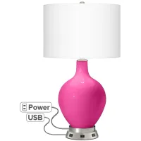 Fuchsia Ovo Table Lamp with USB Workstation Base