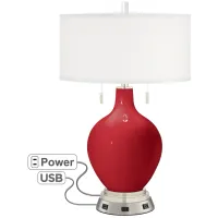 Ribbon Red Toby Table Lamp with USB Workstation Base