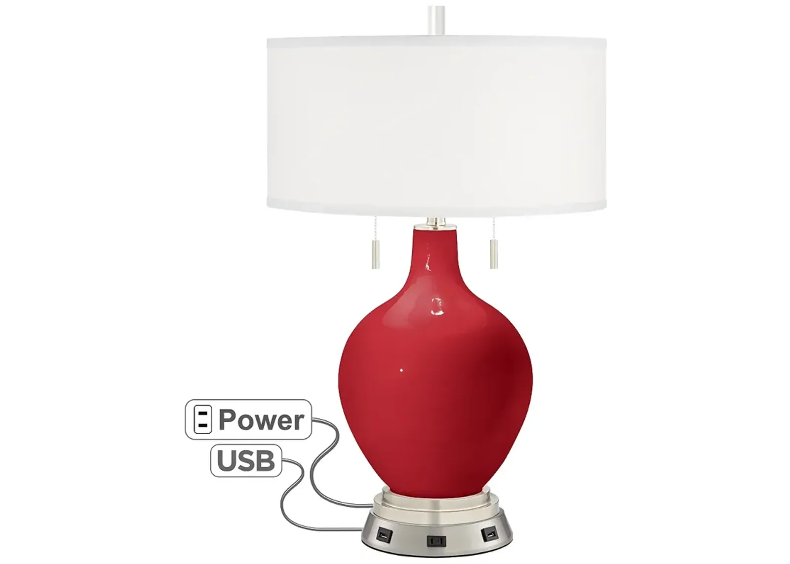 Ribbon Red Toby Table Lamp with USB Workstation Base