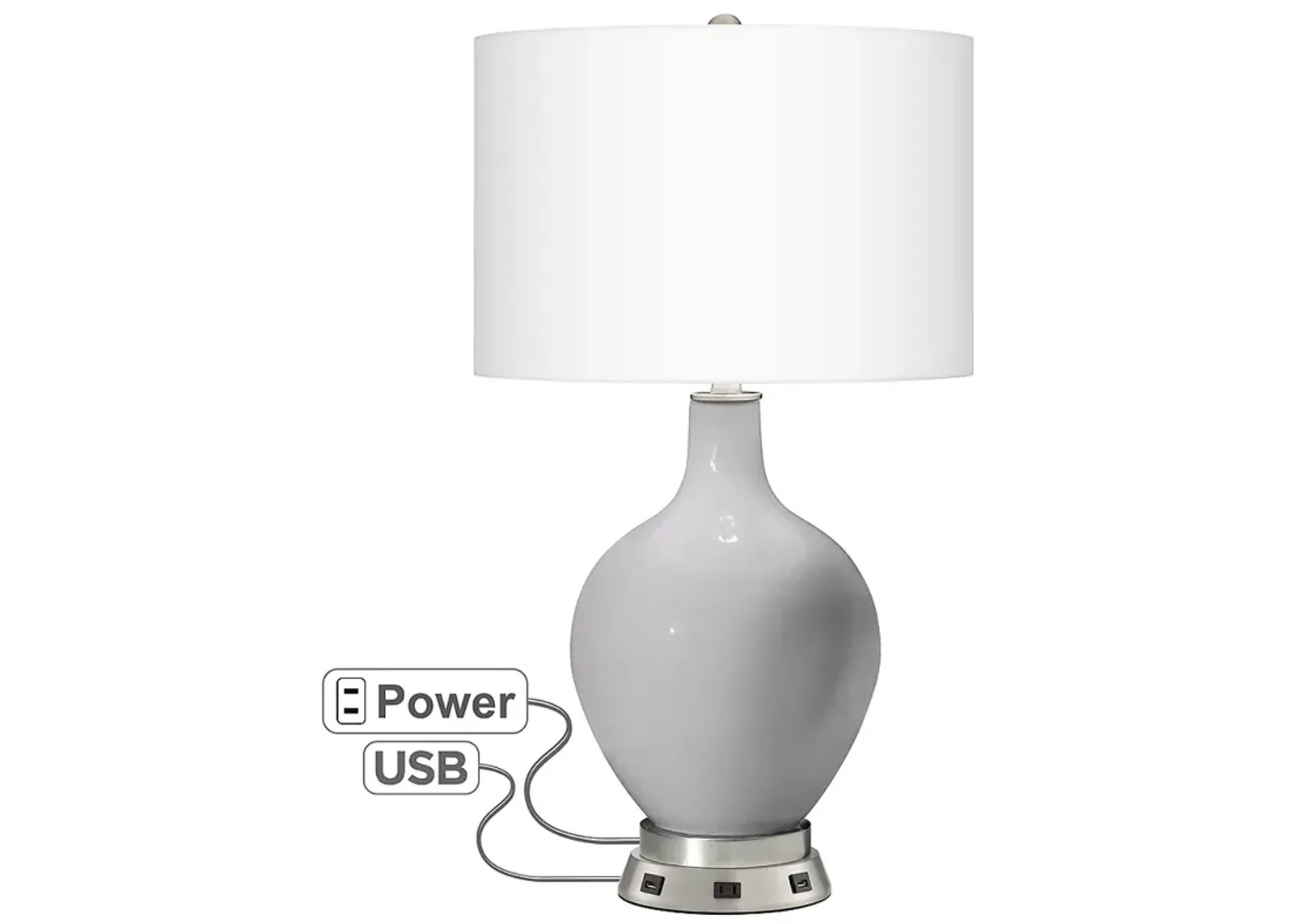 Swanky Gray Ovo Table Lamp with USB Workstation Base