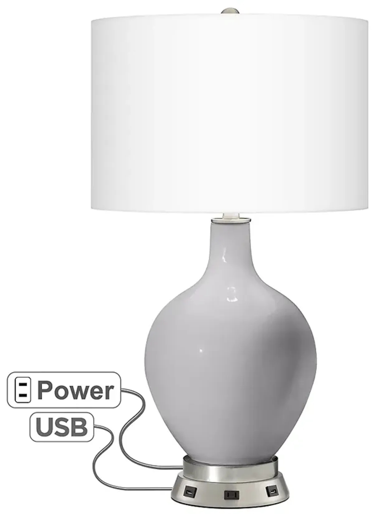 Swanky Gray Ovo Table Lamp with USB Workstation Base