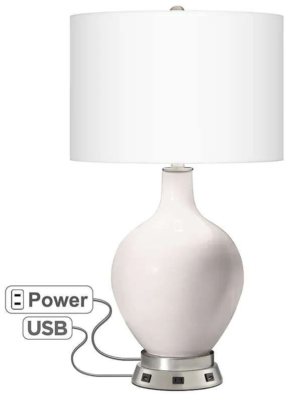 Smart White Ovo Table Lamp with USB Workstation Base