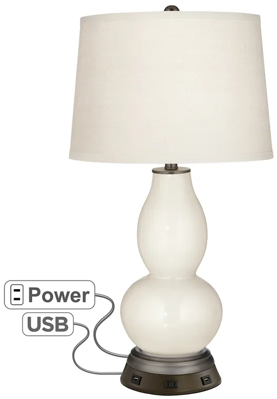 West Highland Double Gourd Table Lamp with USB Workstation Base