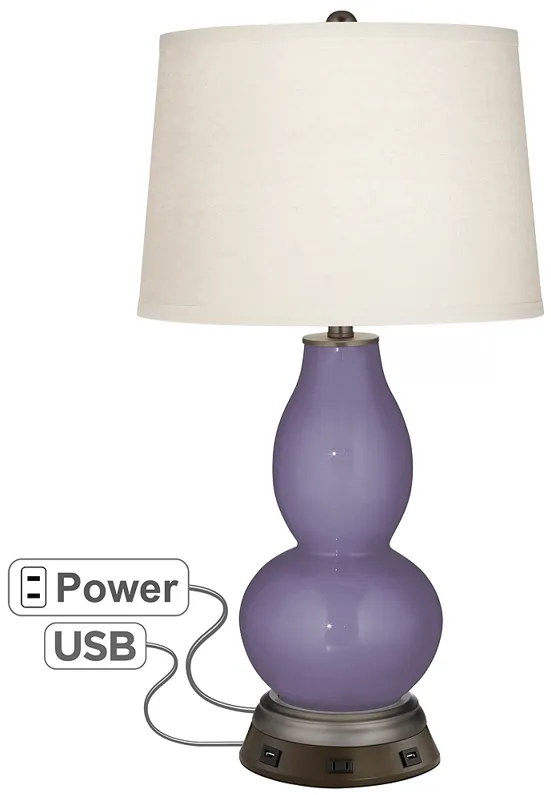 Purple Haze Double Gourd Table Lamp with USB Workstation Base