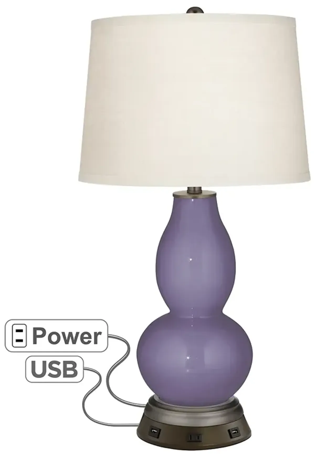 Purple Haze Double Gourd Table Lamp with USB Workstation Base