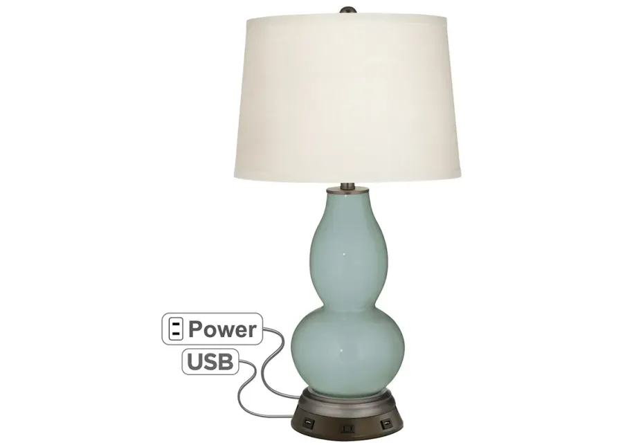 Aqua-Sphere Double Gourd Table Lamp with USB Workstation Base