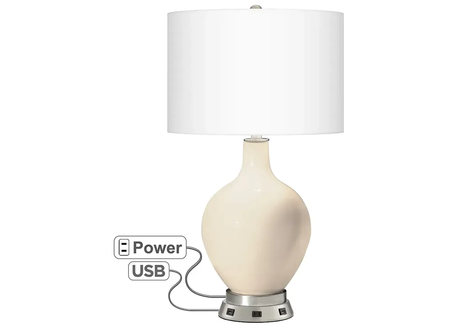 Color Plus Ovo 28 1/2" Steamed Milk White Table Lamp with USB Base