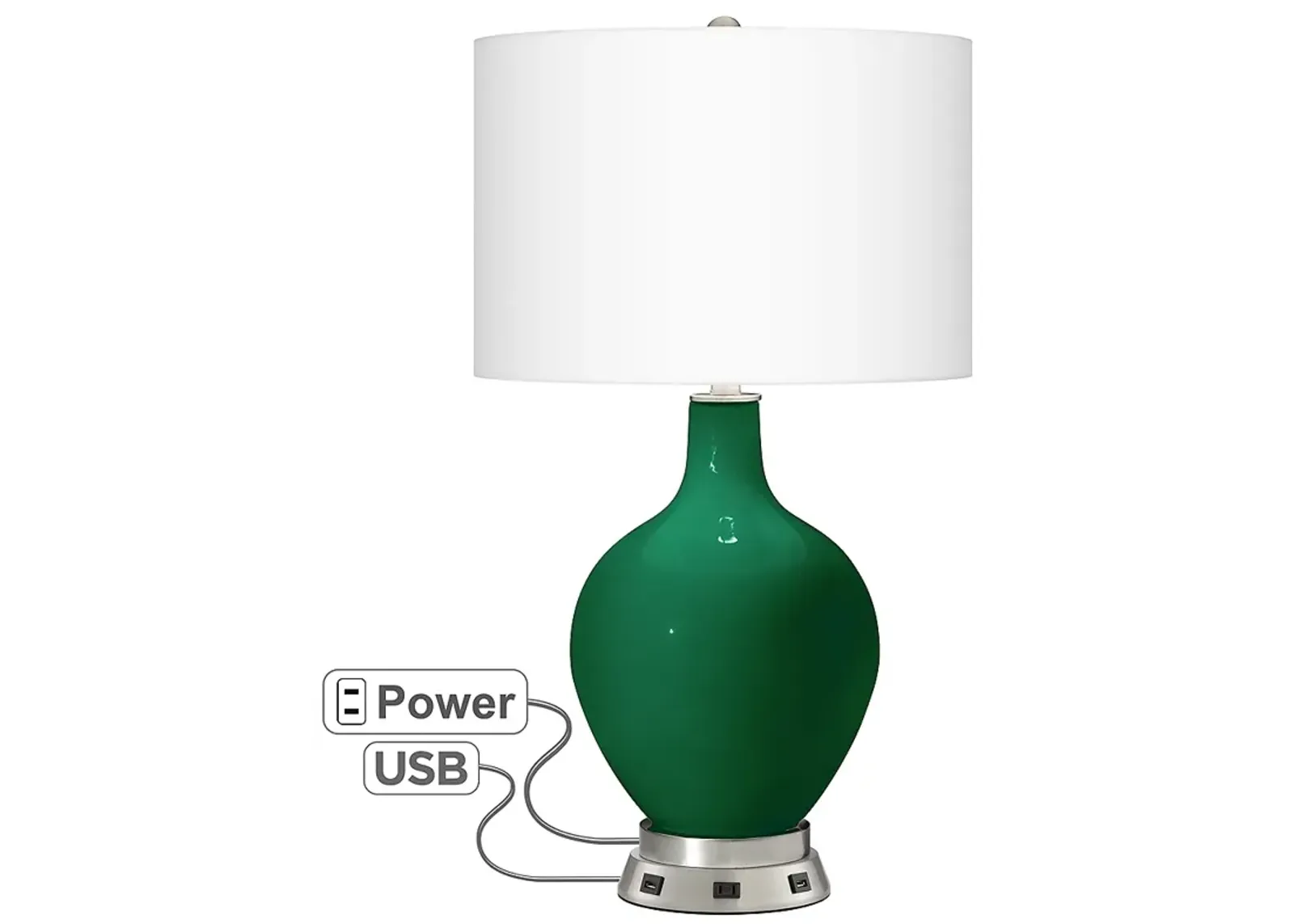 Color Plus Ovo 28 1/2" Greens Table Lamp with USB Workstation Base