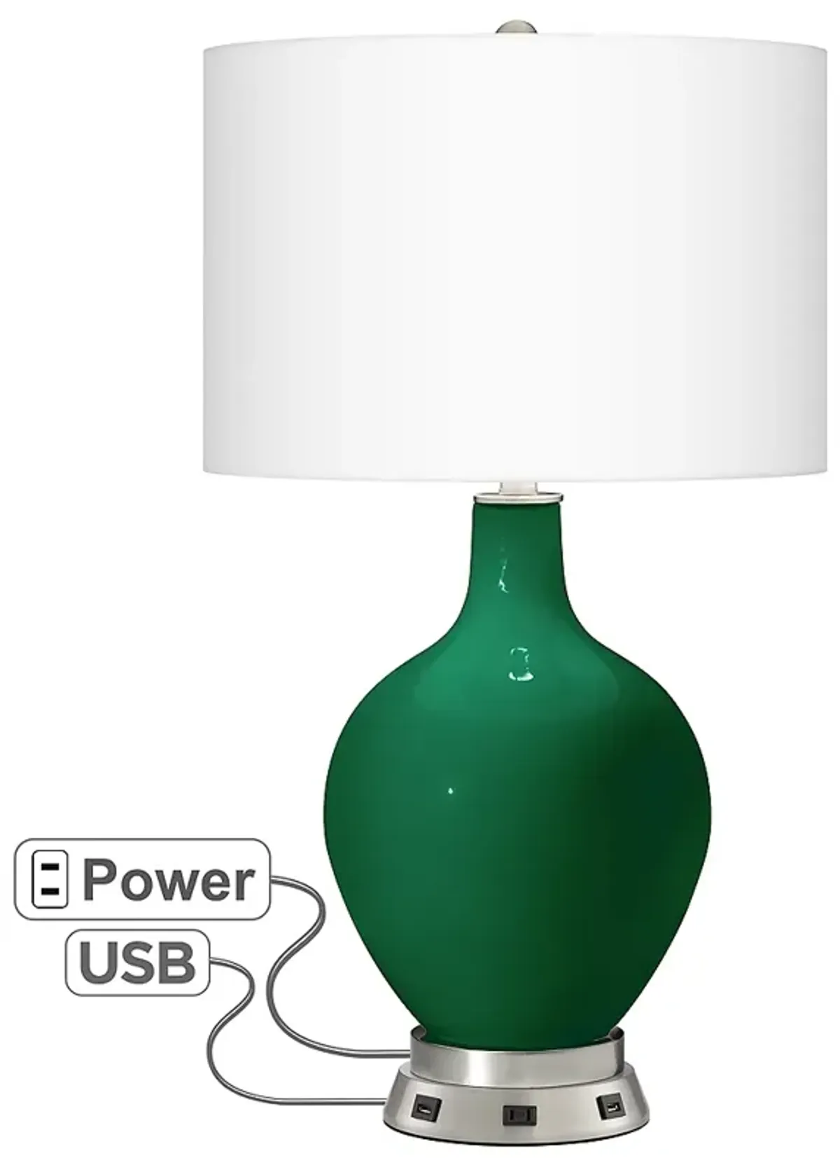 Color Plus Ovo 28 1/2" Greens Table Lamp with USB Workstation Base